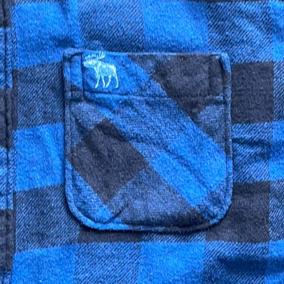 Abercrombie & Fitch Flannel Blue Buffalo Plaid Button-down Oxford Shirt- 15/16 - Picture 3 of 6
